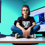 Savvy Valorant Player**

A fully clothed young adult, dressed in trendy gamer-inspired clothing (comfortable jeans, a graphic tee with a Valorant agent, stylish sneakers), sitting at a clean, modern desk with a gaming PC setup. Background includes Valorant posters and subtle RGB lighting. The scene should evoke a sense of excitement for in-game deals and a smart, budget-conscious approach to gaming. Safe for work, appropriate content, modest clothing, family-friendly. Perfect anatomy, correct proportions, natural pose, well-formed hands, proper finger count, natural body proportions, professional.

**