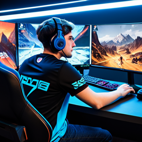 Home 26 **
A professional Valorant player, fully clothed in team jersey, intensely focused during a tournament match on Ascent. Modern gaming setup with multiple monitors. Background shows the map Ascent. Bright, dynamic lighting. Safe for work, appropriate content, professional esports scene, perfect anatomy, natural proportions.
**