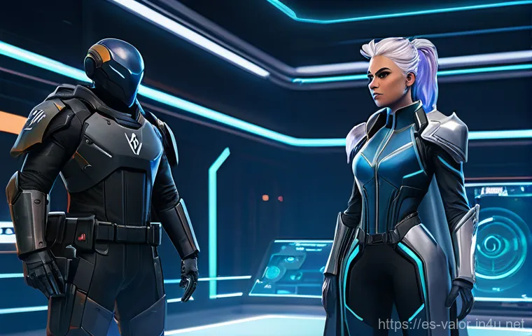 발로란트 초보자 FAQ 모음 - **Prompt 2: Strategic Map Mastery and Communication**
    A dramatic, cinematic digital painting sho...