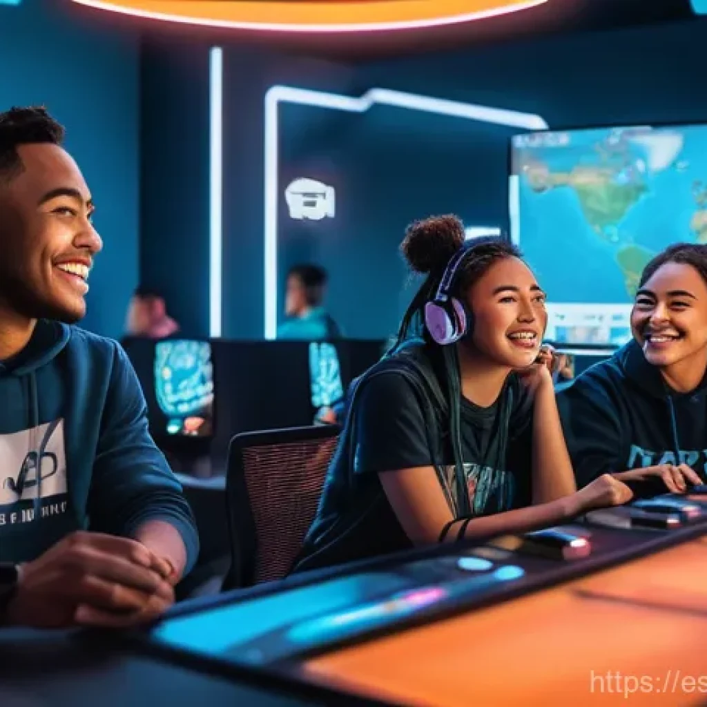 발로란트 유저 중심 콘텐츠 제작 - **Prompt:** A vibrant and diverse group of five young adult Valorant players, three women and two me...