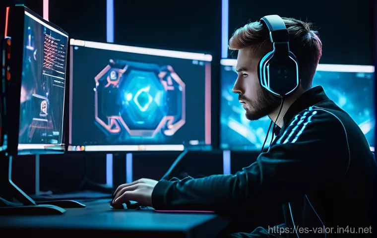 발로란트 경쟁전 순위 시스템 - **Prompt 1: The Hidden Algorithm's Influence**
    "A concentrated Valorant player, seen from slight...