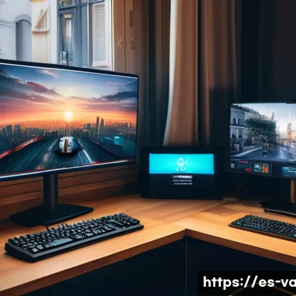 발로란트 로그 파일 분석 방법 - A detailed, realistic digital illustration of a gamer’s desktop setup in a cozy Spanish apartment, s...