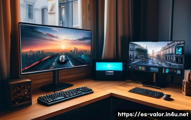 발로란트 로그 파일 분석 방법 - A detailed, realistic digital illustration of a gamer’s desktop setup in a cozy Spanish apartment, s...