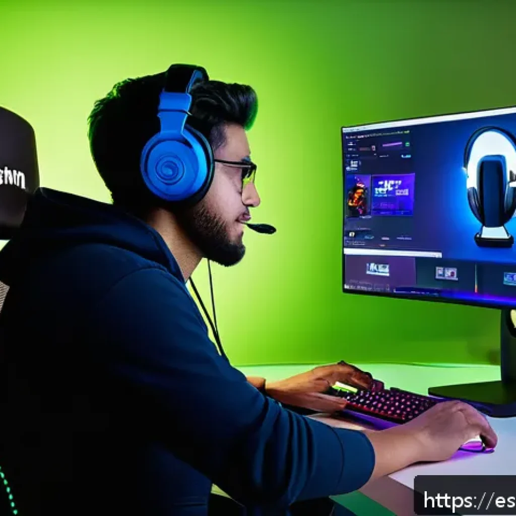 발로란트 실시간 스트리밍 가이드 - A modern gaming streamer setup focused on Valorant gameplay, featuring a sleek PC with RGB lighting,...