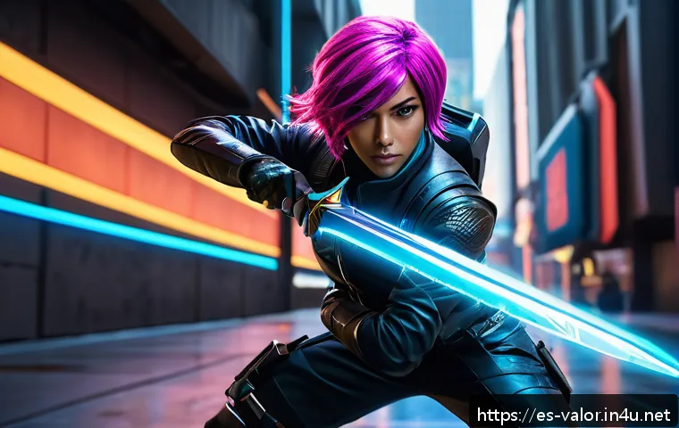 발로란트 유저 리뷰에 기반한 추천 - A dynamic and intense scene of a competitive Valorant match featuring Jett, an agile duelista with h...