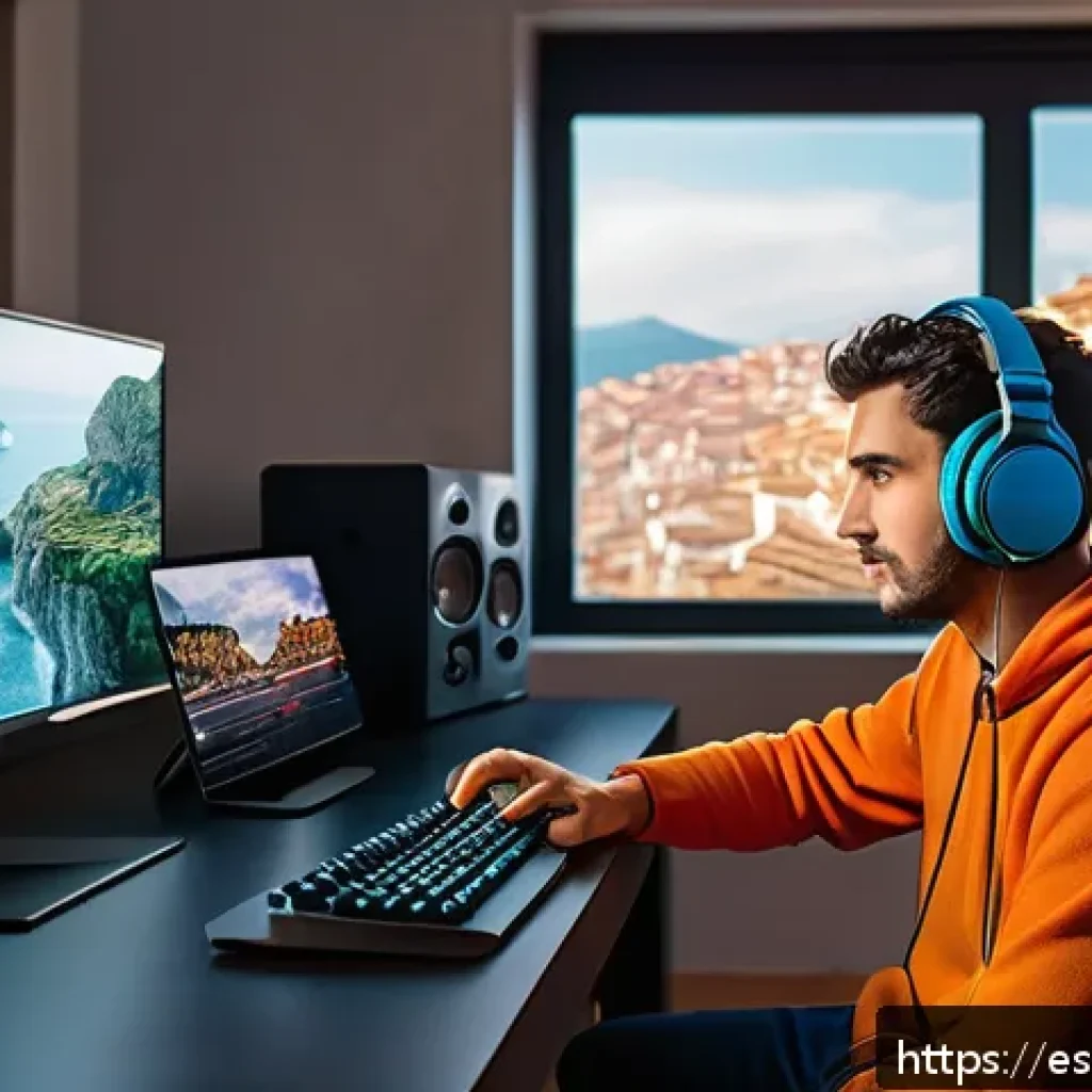 발로란트 서버 문제 해결 방법 - A cozy living room scene in a modern Spanish apartment showing a young adult gamer sitting at a desk...