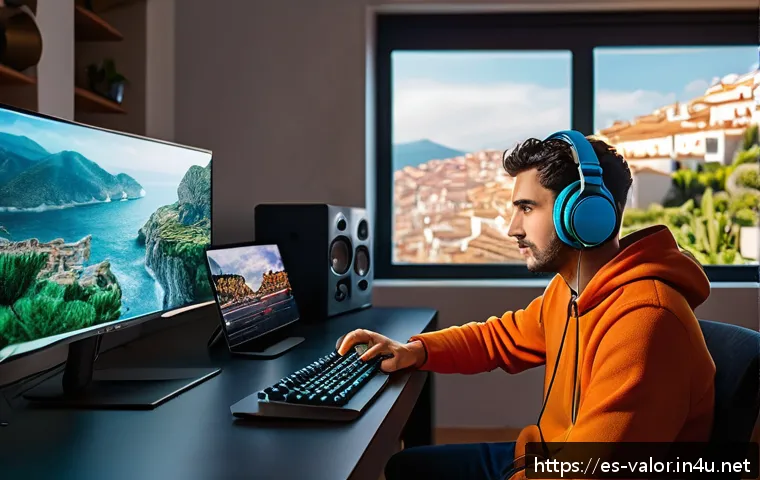발로란트 서버 문제 해결 방법 - A cozy living room scene in a modern Spanish apartment showing a young adult gamer sitting at a desk...