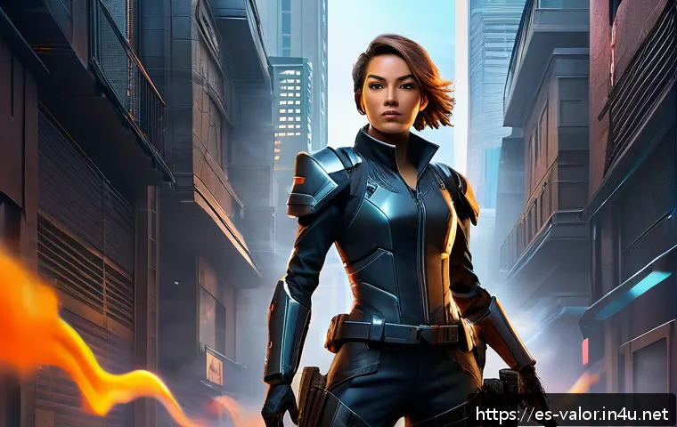발로란트 커뮤니티에서 살아남는 법 - A dynamic digital painting of a skilled female Duelist agent inspired by Jett from Valorant, depicte...