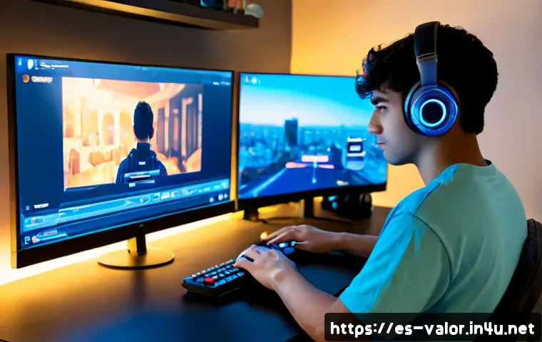 발로란트 스킬 쿨다운 타이머 - Photorealistic young Spanish-speaking esports player at a clean modern gaming desk, focused on a tac...