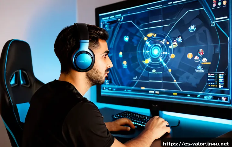 발로란트 스킬 메타의 진화 - Photorealistic Spanish esports player in a modern gaming room, studying a tactical ability evolution...