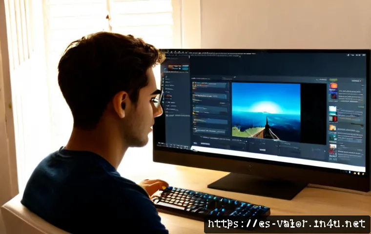 발로란트 유저 계정 복구 절차 - Photorealistic home workspace in Spain, a focused young adult gamer wearing casual clothes and seate...