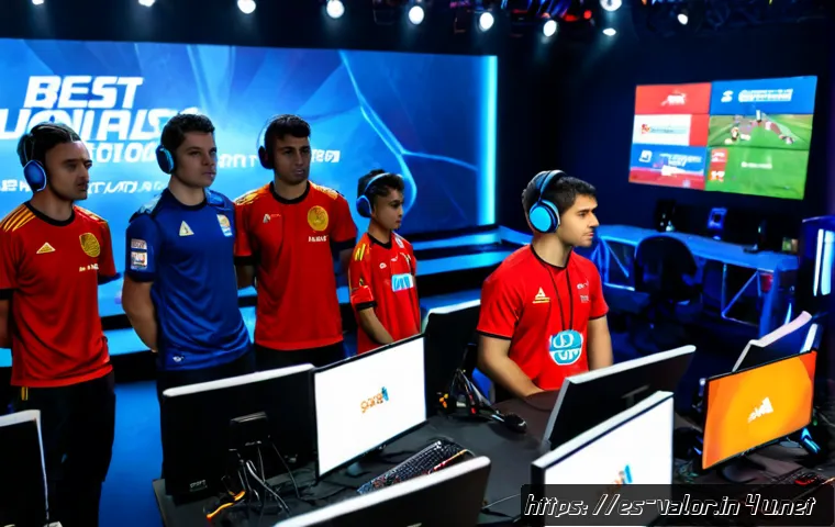 발로란트 프로 리그 출전 조건 - Photorealistic esports qualification scene in a modern Spanish-speaking city gaming arena, focused y...